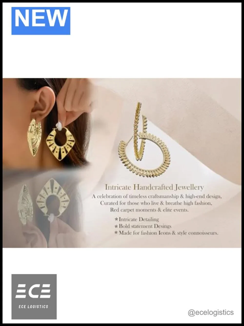 Gold Plated Hoop Earrings Lightweight Alloy 2.52 In Everyday Gift